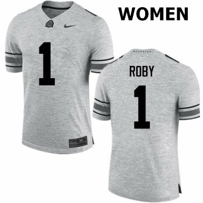 NCAA Ohio State Buckeyes Women's #1 Bradley Roby Gray Nike Football College Jersey QXN4345GF